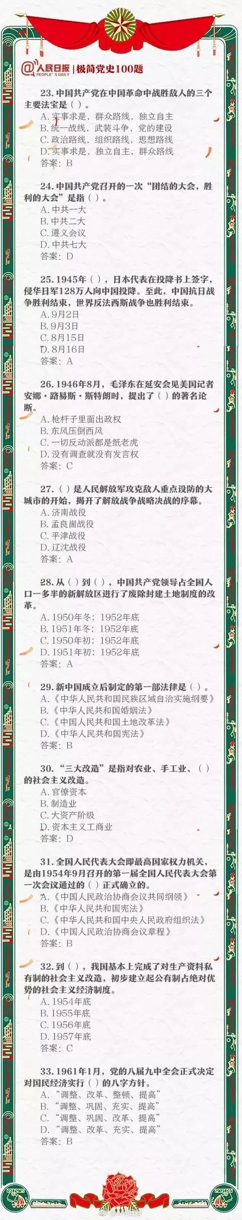 漲知識！極簡黨史100題，你能做對幾道？